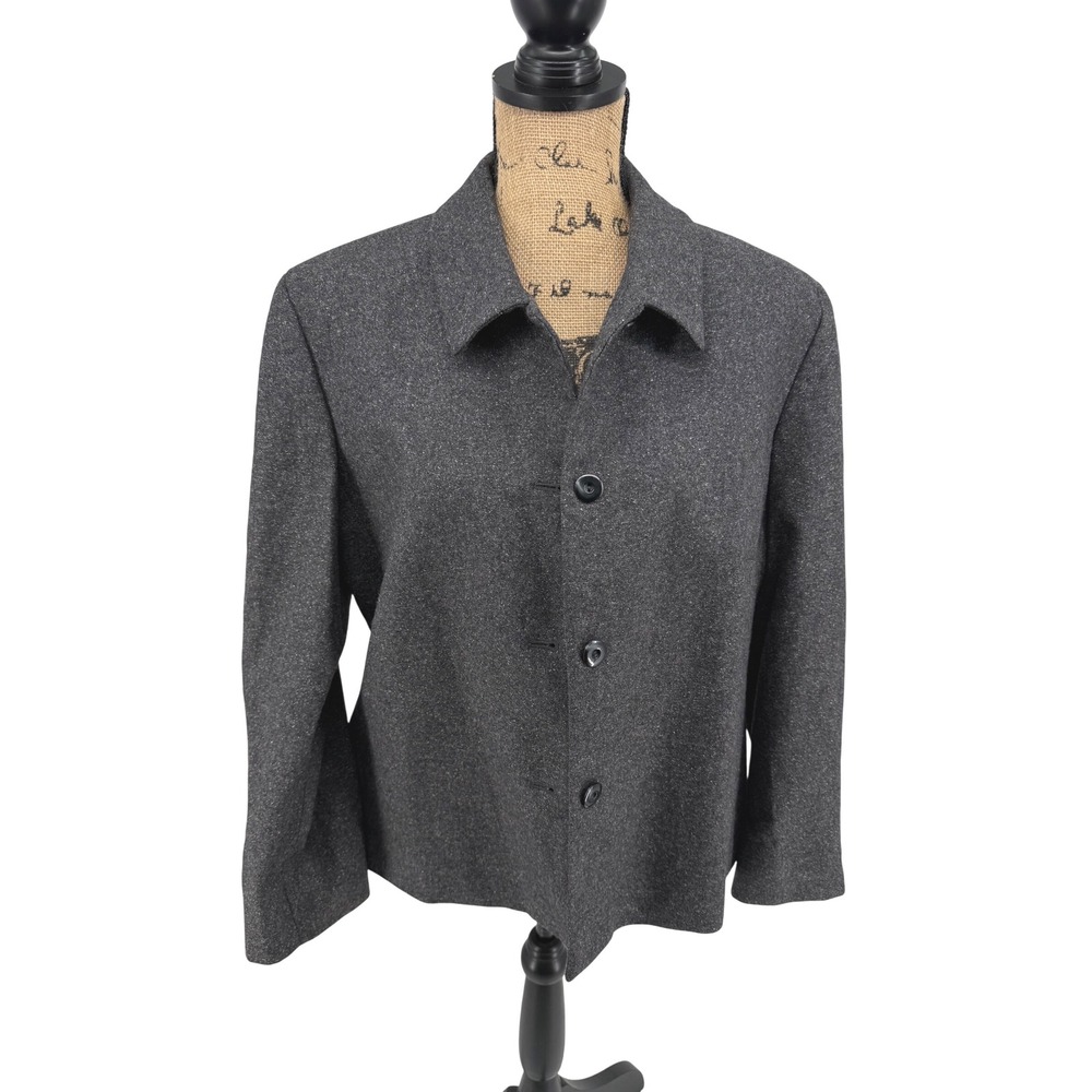 Austin Reed Dark Gray‎ Wool Blend Blazer Jacket 16WP Plus Size Career Classic